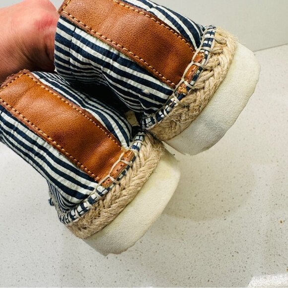 EXE Espadrille Nautical Navy White Striped Marine Shoes Flats  Boho Beachy Sz 41 - Picture 10 of 12